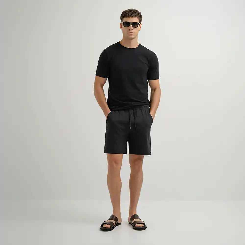 Bermuda Bota Recta Con Bolsillos en Algodón Tuyu Punto Blanco Talla L