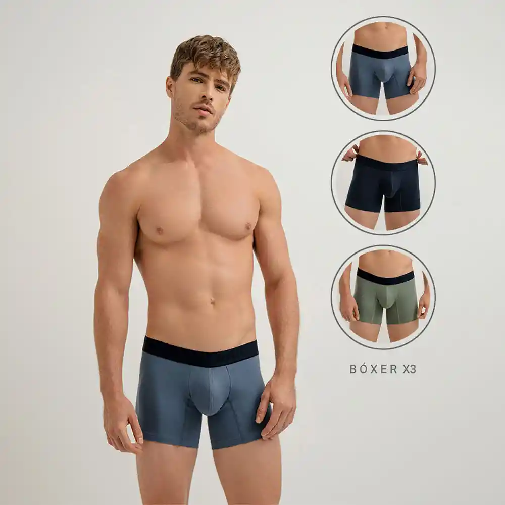 Bóxer Corto y Ajustado en Algodón Masculino Feqa X3 Punto Blanco Talla S