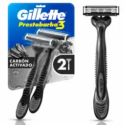 Gillette Prestobarba 3 Carbono Cuchillas de Afeitar con Carbón 2 Uds