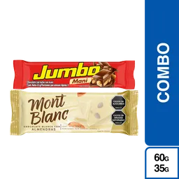 Combo Jumbo Chocolate Maní+Mont Blanc Chocolate Blanco Almendras