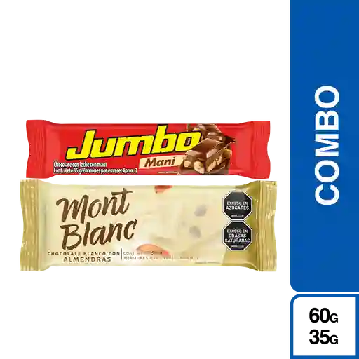 Combo Jumbo Chocolate Maní+Mont Blanc Chocolate Blanco Almendras