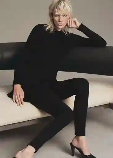 Vestido Peplum Negro Talla S Mujer Mango