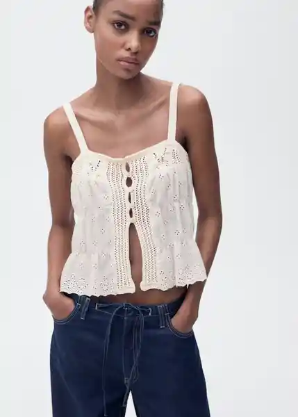 Top Coqueto Crudo Talla S Mujer Mango