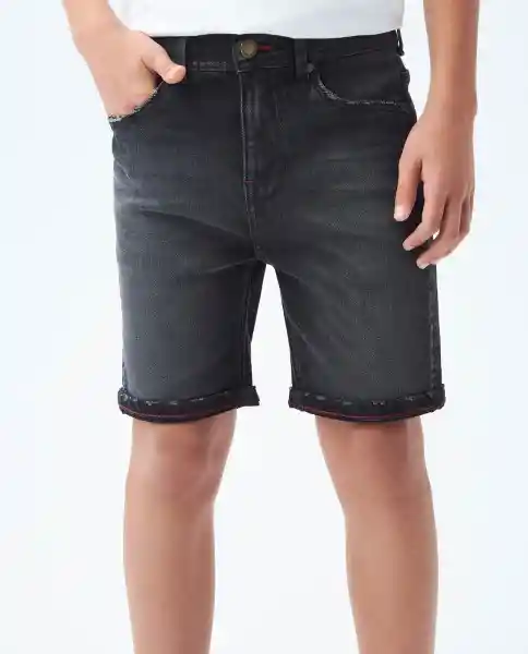 Short Black Denim Negro Sombrío Ultraoscuro Talla 10 Niño Chevignon