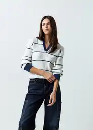 Buzo Tejido Mujer Crudo Puro Claro Talla L 582G012 Naf Naf