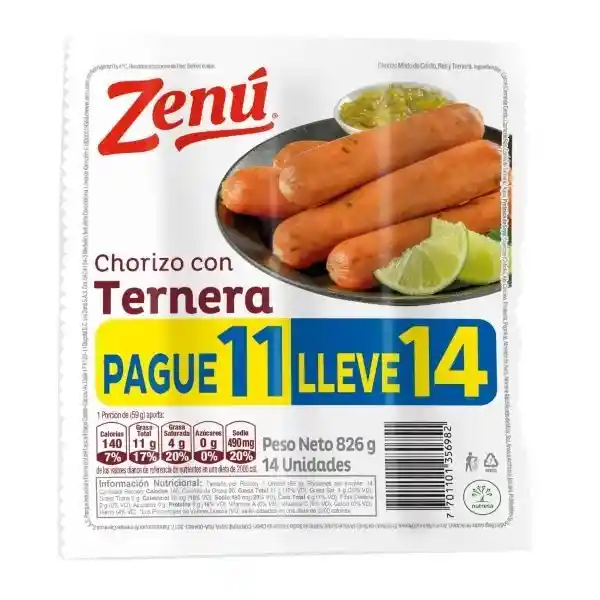 Zenú Chorizo Ternera