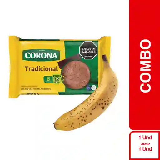 Combo Chocolate Corona de Mes Pastillado + Banano Criollo