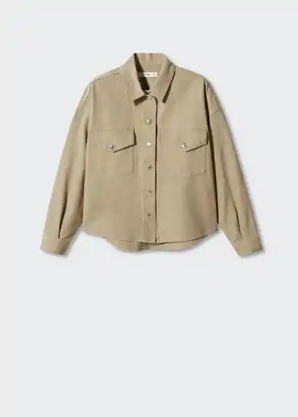 Sobrecamisa Aimee Khaki Talla L Mujer Mango