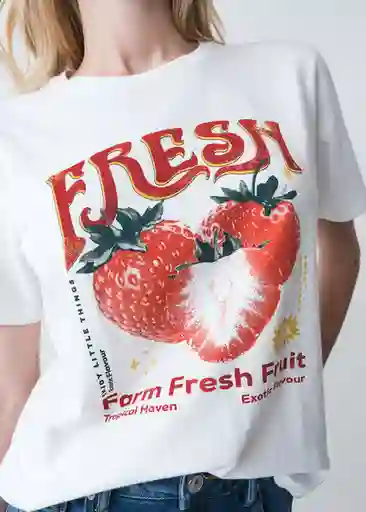 Camiseta Mujer Crudo Puro Claro Talla M 403G046 Naf Naf