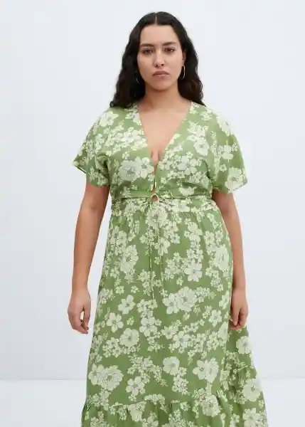 Vestido Coloma Verde Talla L Mujer Mango