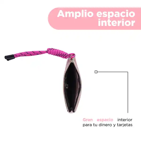 Monedero Tipo Piel Suavizada Con Correa Deportiva Rosa Miniso