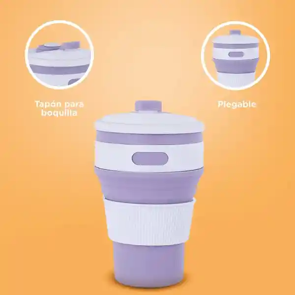 Vaso Plástico Plegable de Silicona Púrpura 350 mL Serie Miniso