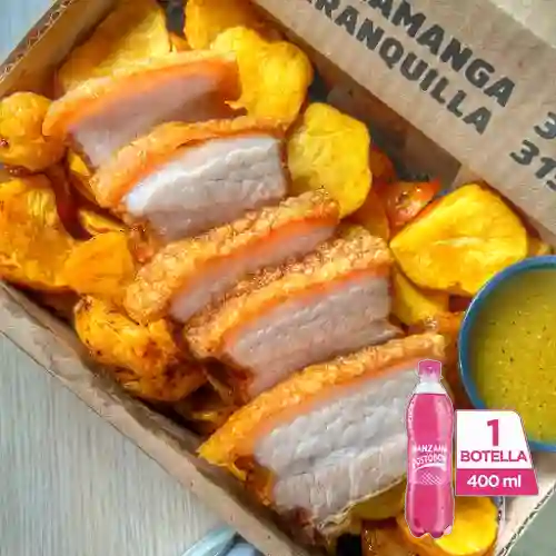 Combo chicharrón master+postobón manzana