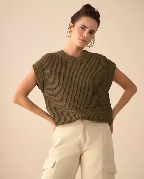 Blusa Tejido Verde Cieno Medio Talla M 661G211 Esprit