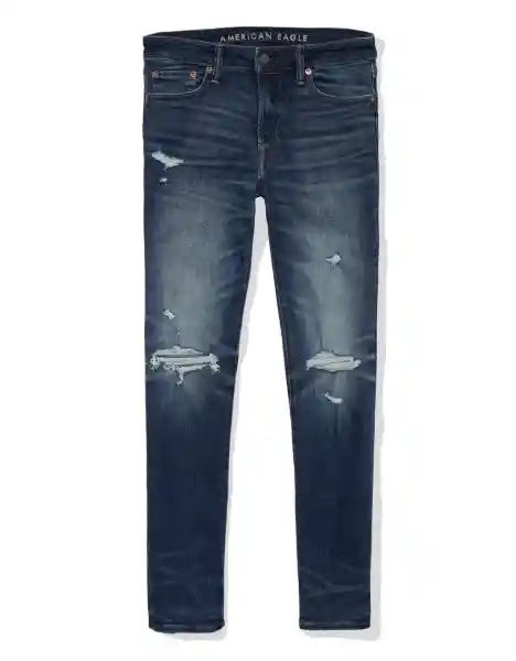 American Eagle Jean Recto Rotos Noche Cobalto Talla 31 x 30