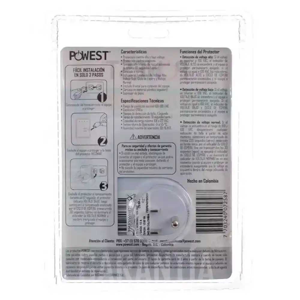 Powest Protector de Voltaje Lavomat 120V Nprlav-7258