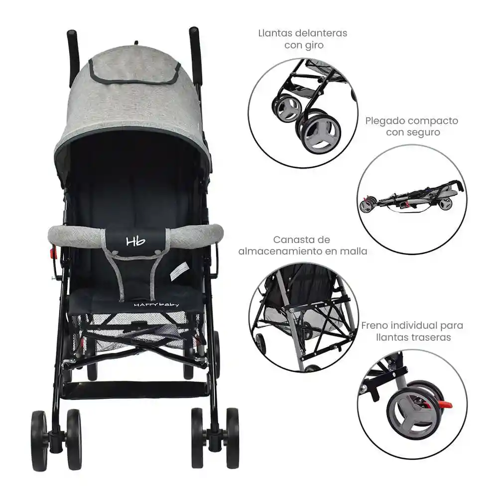 Coche Paseador Bebe Future Gris Happy Baby Happy Baby Future Gris