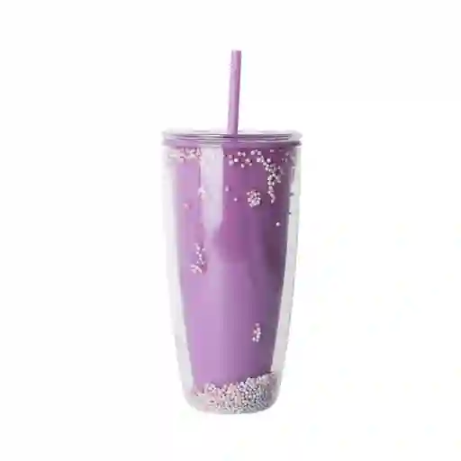 Vaso Plástico de Doble Pared Púrpura 730 mL Serie Miniso
