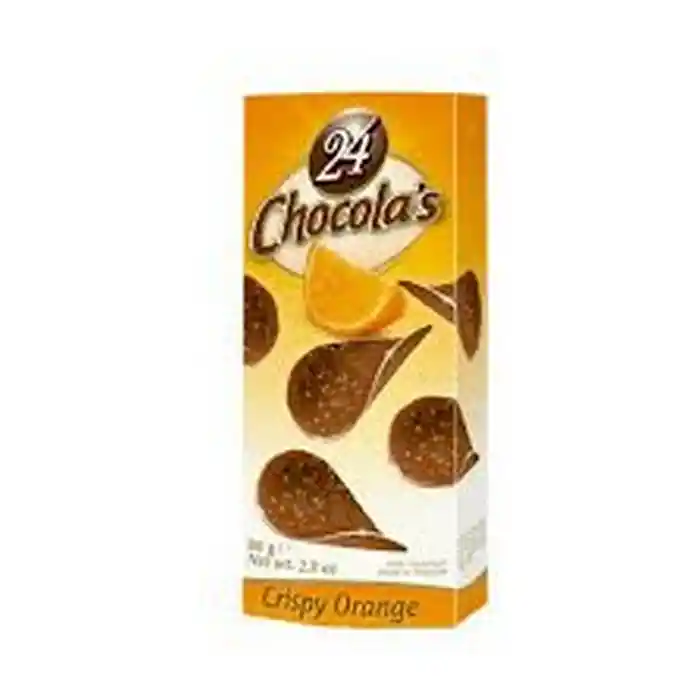 24 Chocola's Pasabocas Hojuelas de Chocolate con Leche Sabor a Naranja