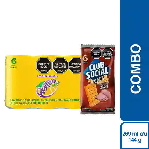 Combo Gaseosa Quatro Toronja 269 mL + Club Social Jamón 144 g