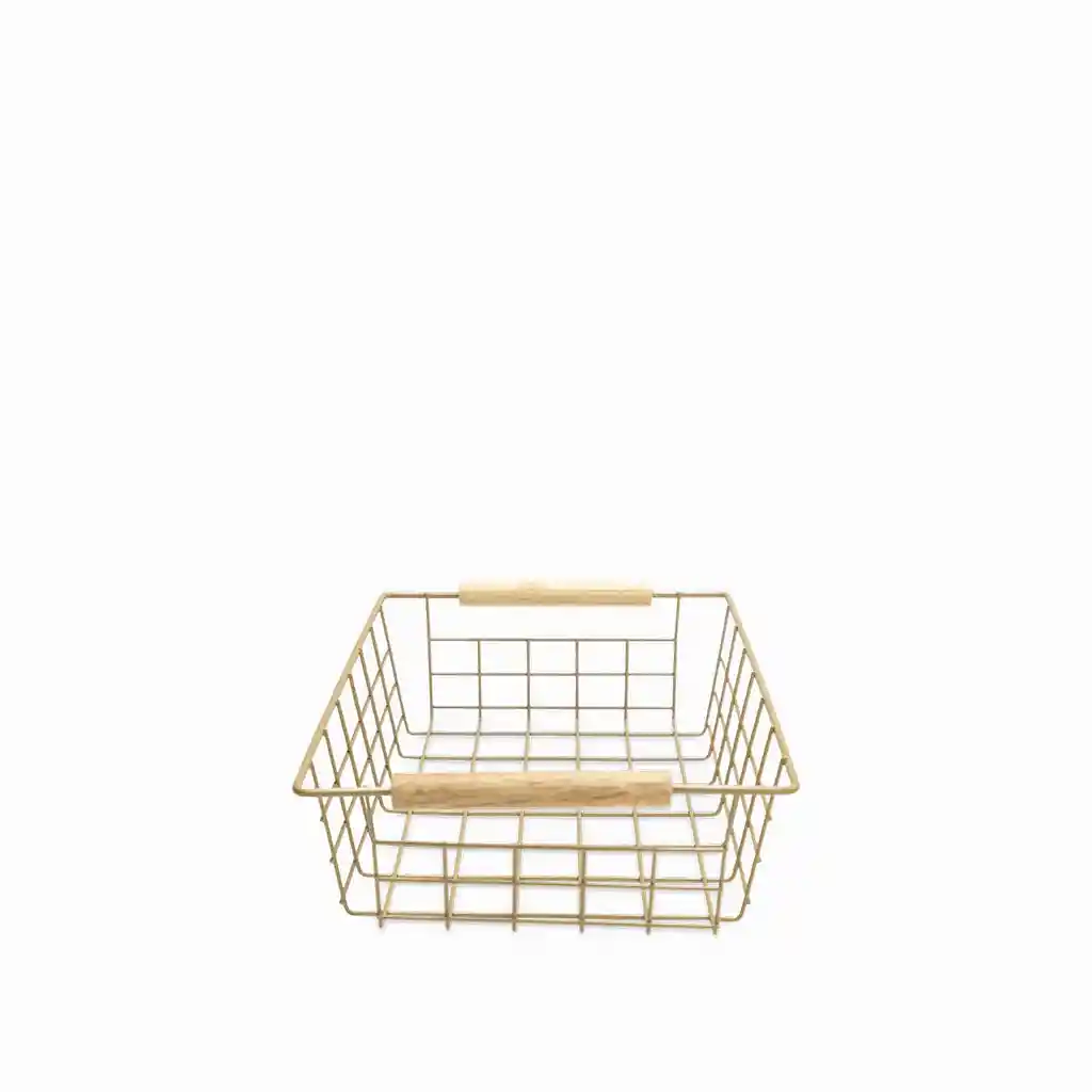 Canasta Rectangular Con Asas Madera