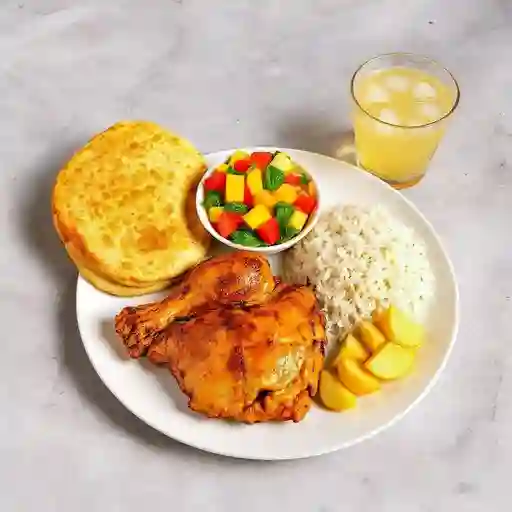 1/4 De Pollo+Arroz+Papa Salada