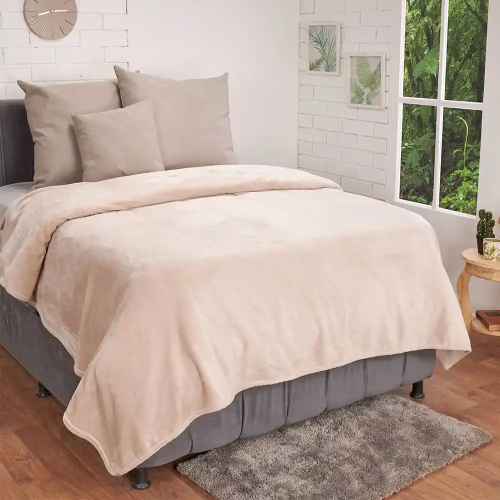 Cobija Flannel Sencillo Moderno Taupe Wamsutta