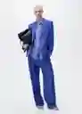 Blazer Americana Palma Azul Talla XS Mujer Mango