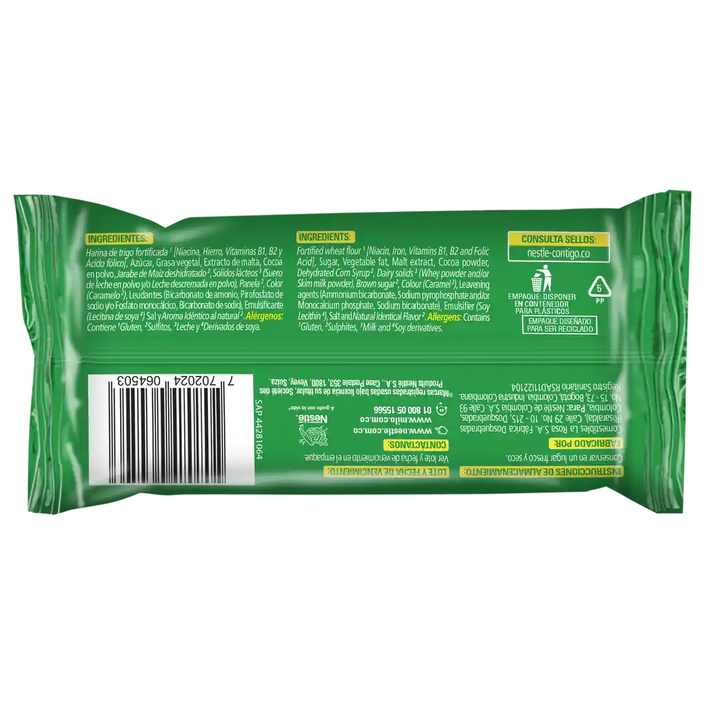 MILO Anillos galletas tipo sándwich rellenas con crema x 32,5g