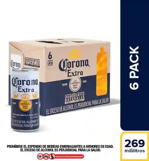 Six Pack Cerveza Corona Lata 269 Ml