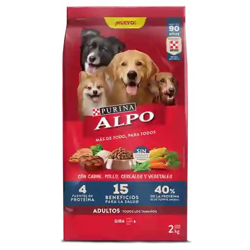 Comida para perros Alpo Adultos con carne,pollo,cereales y vegetales x 2kg