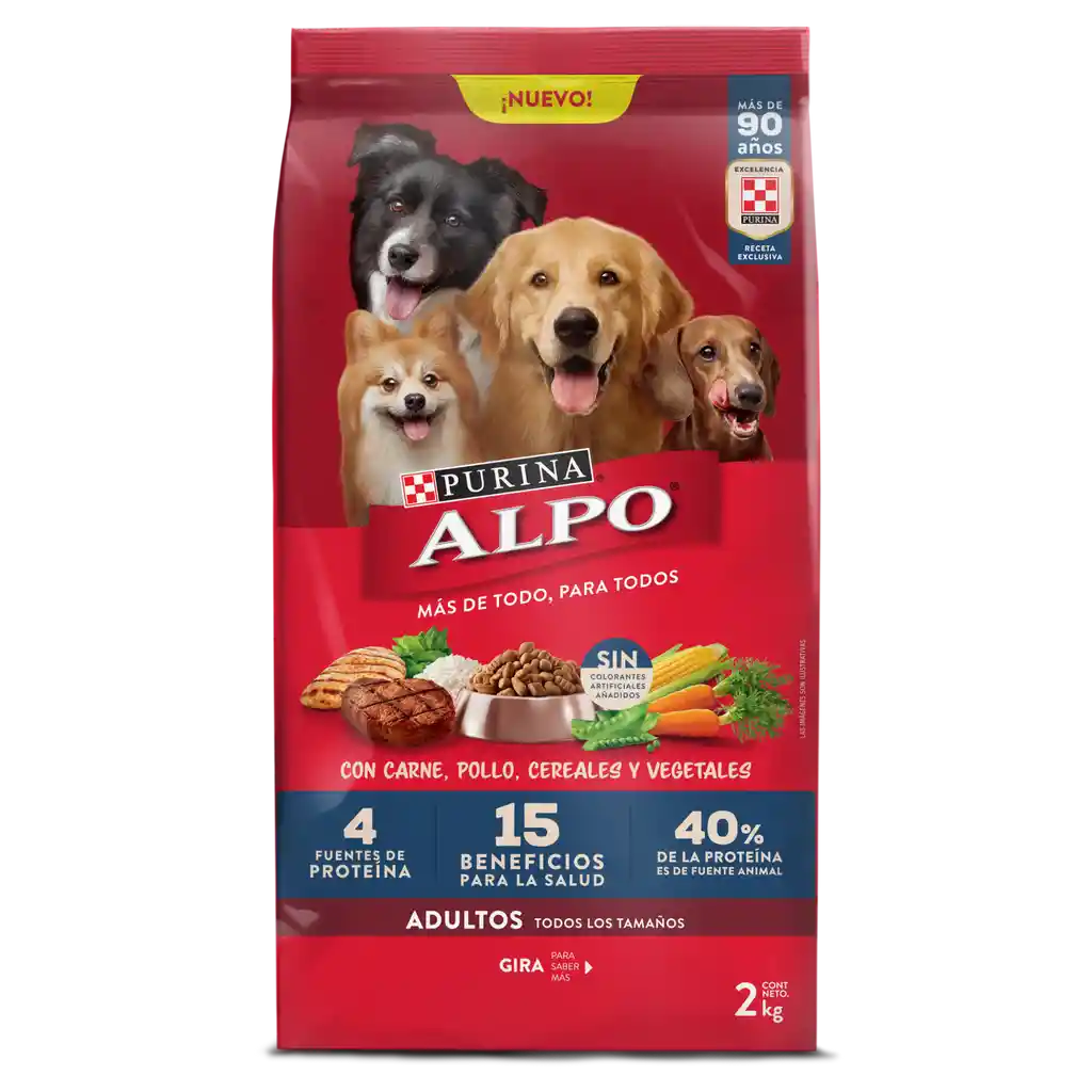 Comida para perros Alpo Adultos con carne,pollo,cereales y vegetales x 2kg