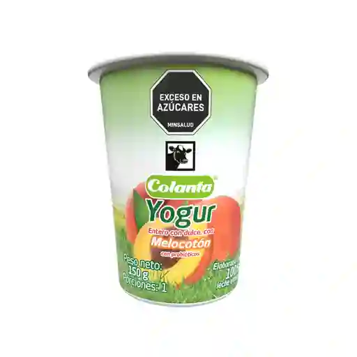 Yogur Entero Melocotón Colanta Vaso 