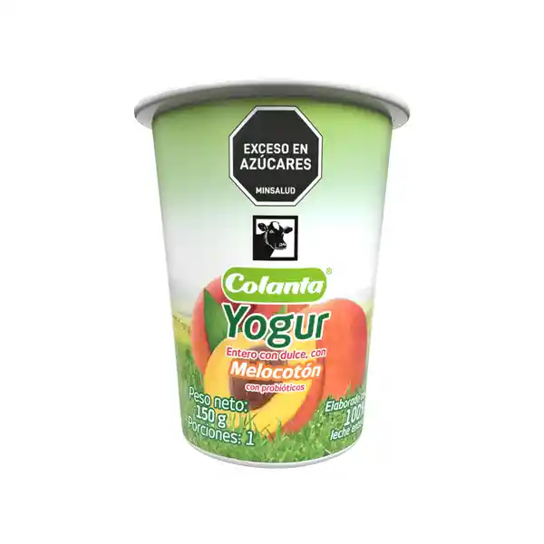 Yogur Entero Melocotón Colanta Vaso 