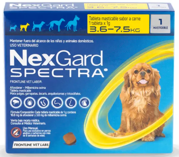 Nexgard Antiparasitario Para Perro Spectra 3.6-7.5 Kg 1 Tableta