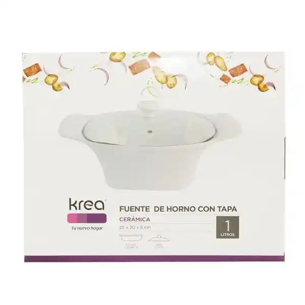 Krea Fuente Porcelana Chica Con Tapa