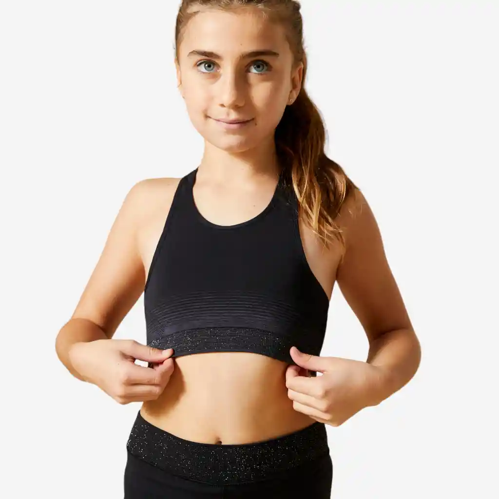 Top Deportivo de Gimnasia Para Niña Domyos 580 Negro