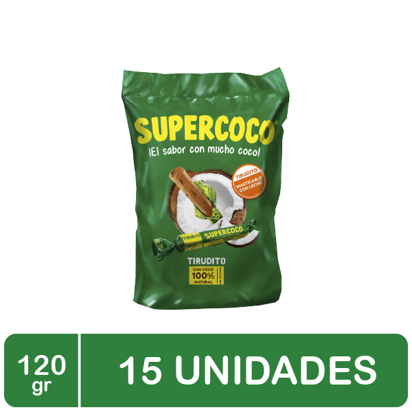 Supercoco Turrón de Coco Masticable con Leche Tirudito 120 g