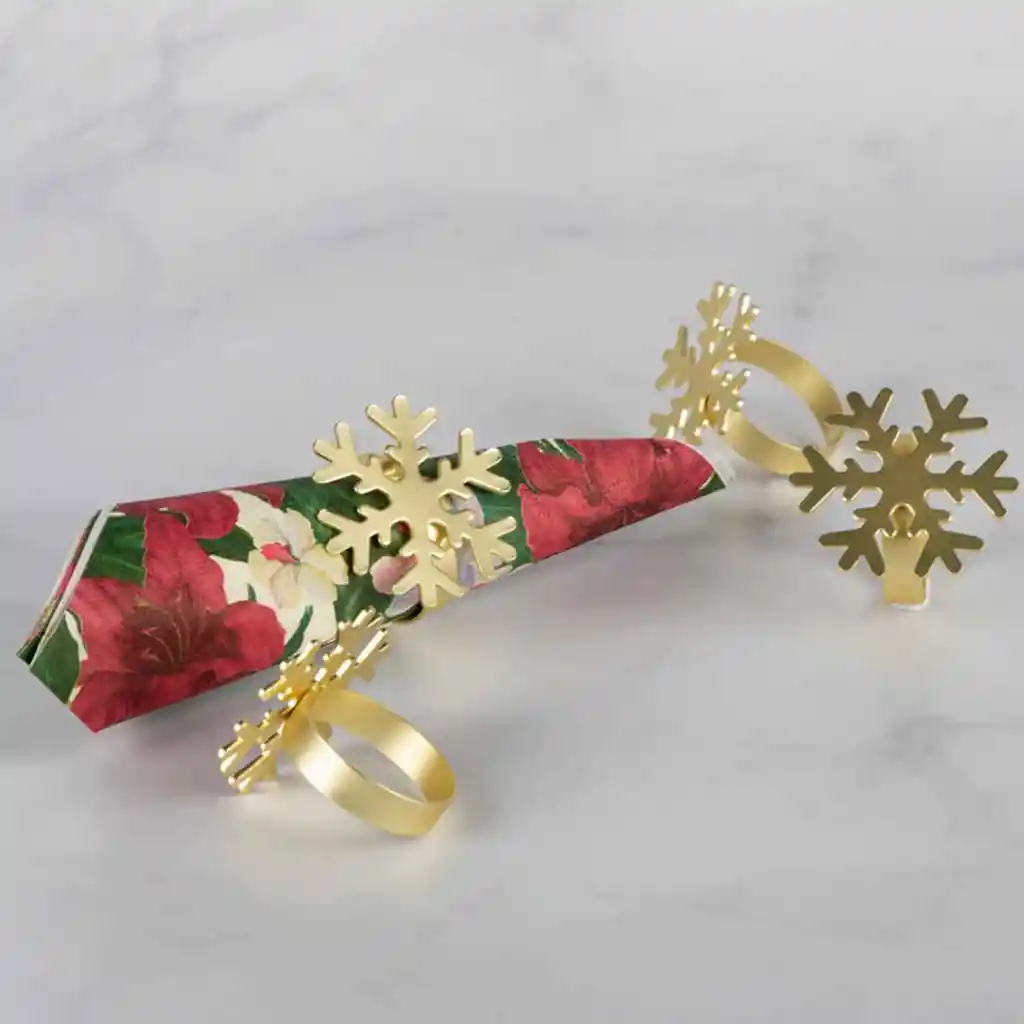 Set Aros Servilleta Snowflake Ambiente Gourmet
