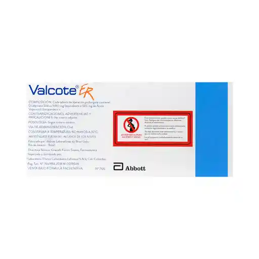 Valcote ER (500 mg) 30 Tabletas