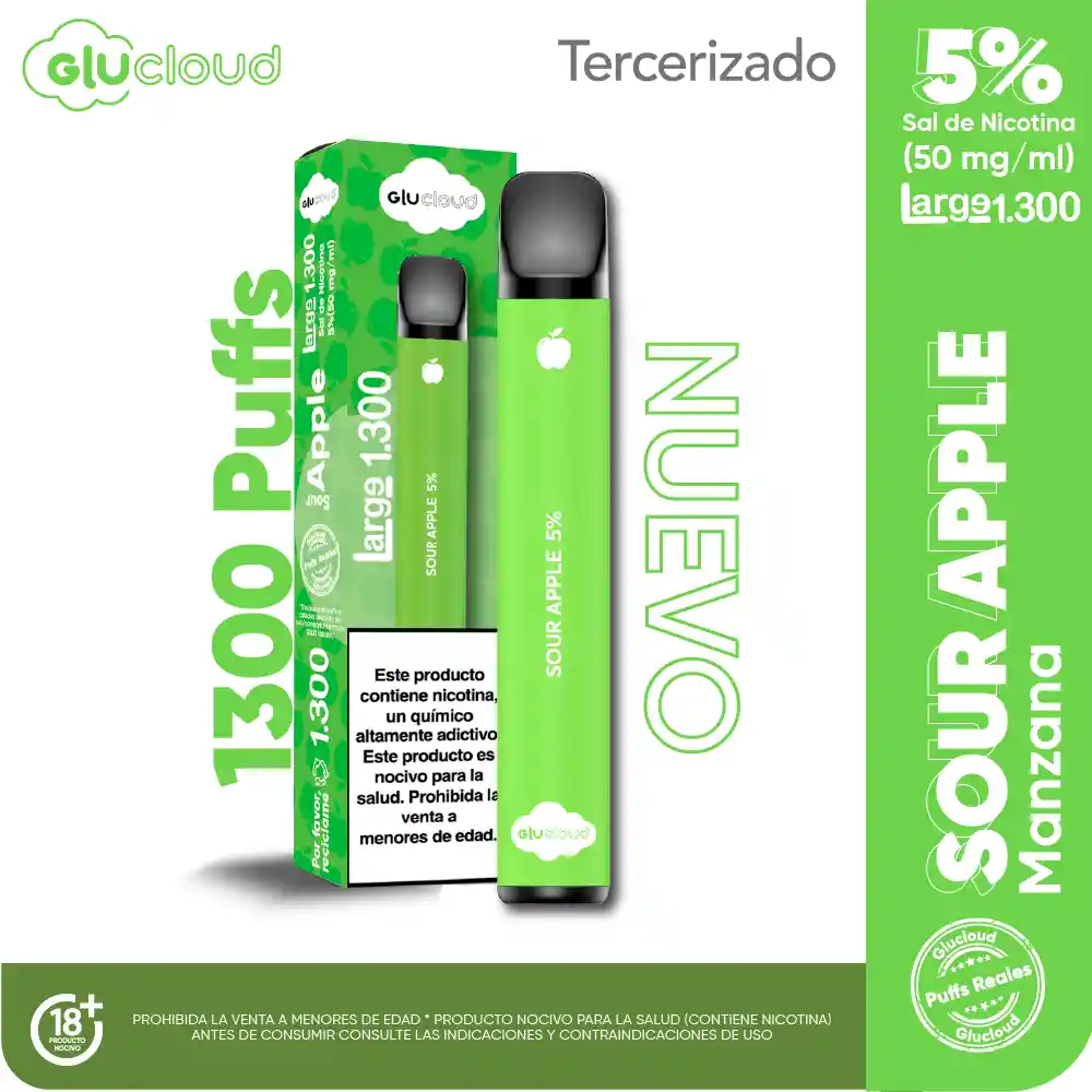 Glucloud Vapeador Sour Apple Large 1300