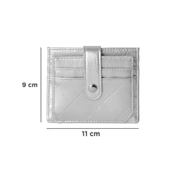 Tarjetero Con Líneas Bordadas Plata Serie Miniso