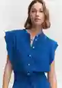 Enterizo Mono Bambula Azul Talla S Mujer Mango