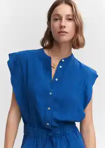 Enterizo Mono Bambula Azul Talla S Mujer Mango