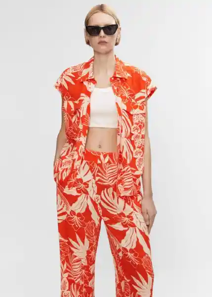 Pantalón Poems Naranja Talla S Mujer Mango