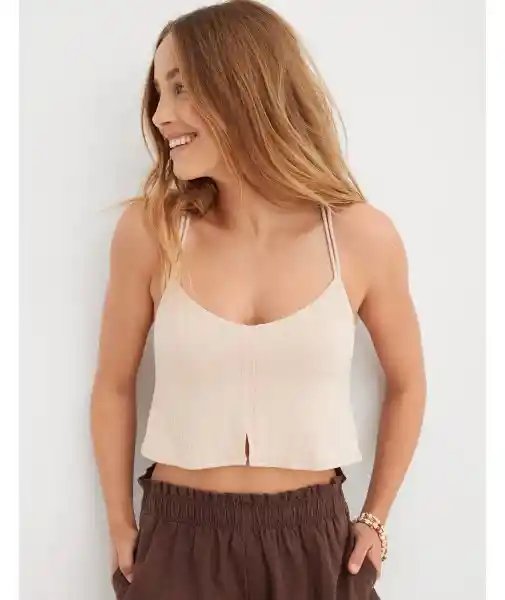 American Eagle Crop Top Acanalado Leopardo Talla M