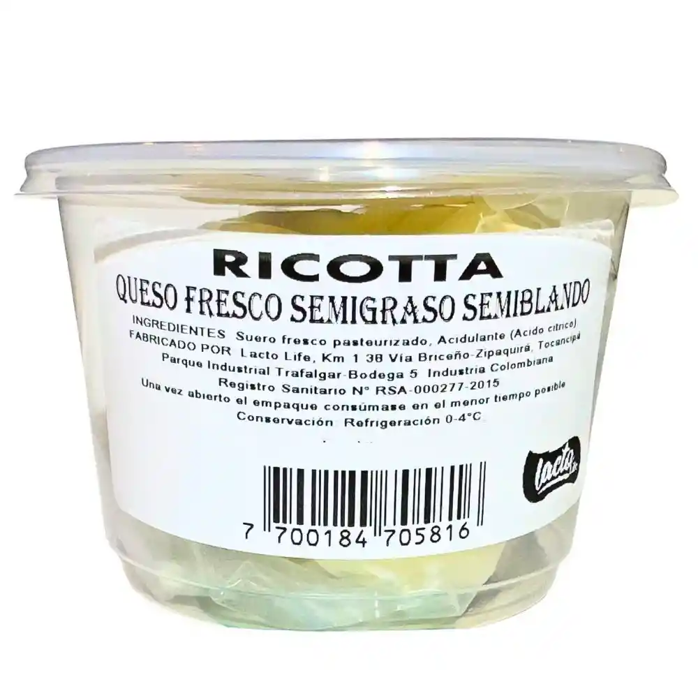 Queso Lacto Life Ricotta (300 Gr)