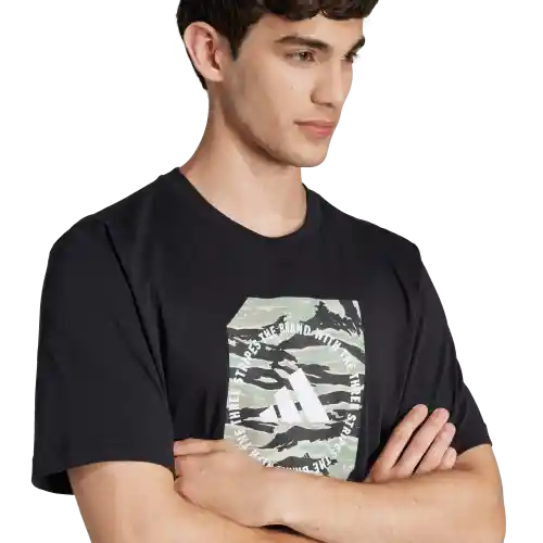 Adidas Camiseta Camo Box Manga Corta Hombre Negro Talla XL