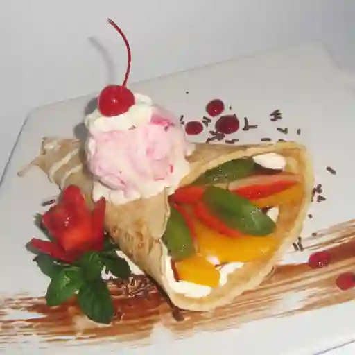 Crepe con Melocotón Fresas y Kiwi