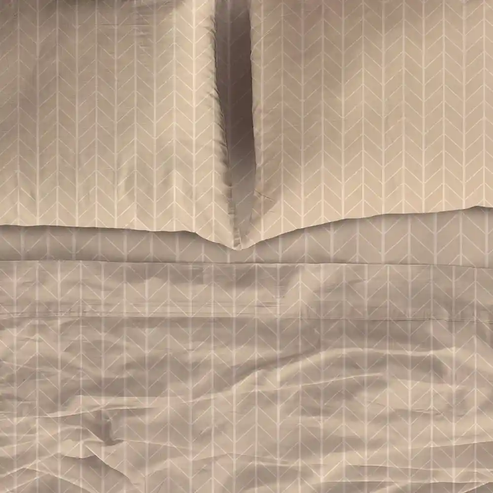 Juego Cama Cannon Microfibra Embozado Beige Queen